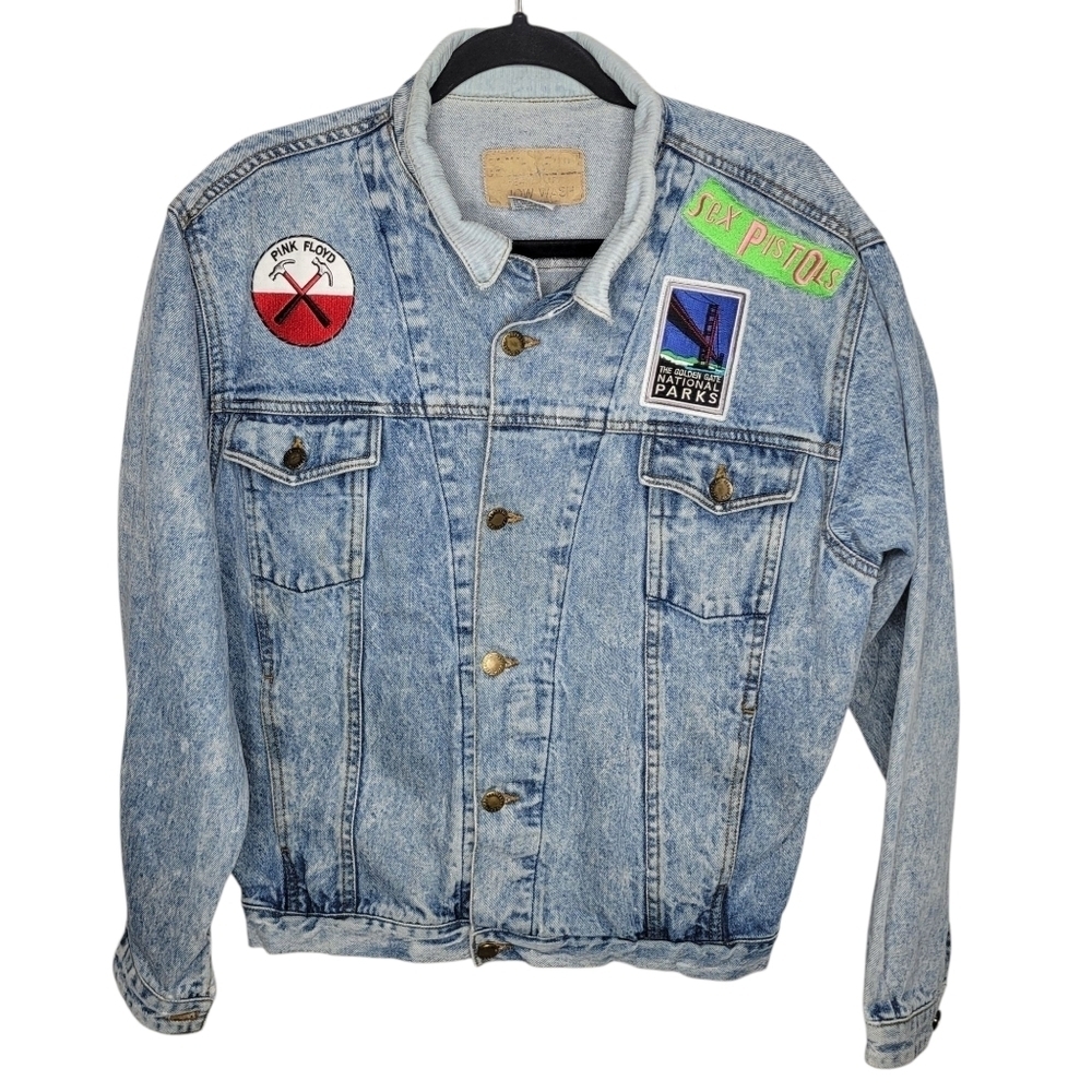 Vintage Pink Floyd Sex Pistols Patch Denim Jacket Size Small